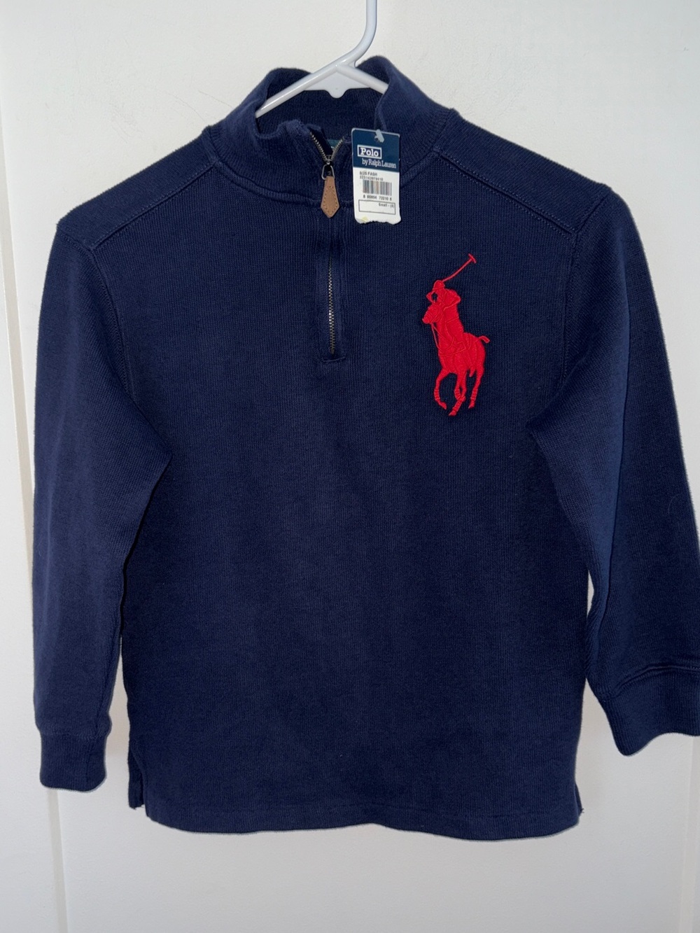 NWT Polo Ralph Lauren big pony 1/4 zip sweater boy's sz S (8)